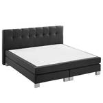 Boxspringbett Royal Night Webstoff inkl. Topper - Schiefergrau - 200 x 200cm - Kein Bettkasten