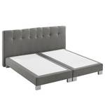 Boxspringbett Royal Night Webstoff inkl. Topper - Rauchgrau - 200 x 200cm - Kein Bettkasten