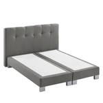 Boxspringbett Royal Night Webstoff inkl. Topper - Rauchgrau - 160 x 200cm - Kein Bettkasten