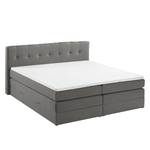 Lit boxspring Royal Night Tissu - Avec tiroir de lit - Gris fumé - 200 x 200cm - 2 tiroirs de lit