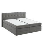 Letto boxspring Royal Night Tessuto - Con contenitori e topper - Grigio fumo - 200 x 200cm - 2 contenitori