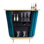 Bar After Work deels massief eucalyptushout/glas - turquoise/goudkleurig