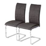 Chaises cantilever Staden (lot de 2) Tissu / Métal - Chrome - Gris foncé