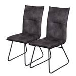 Gestoffeerde stoelen Tiaro (set van 2) microvezel/metaal - zwart - Vintage Grijs