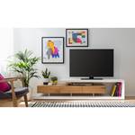 Tv-meubel Hensies mat wit/knoestig eikenhout