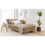 Chaise longue Hillarys III antieke leerlook - Latte Macchiattokleurig - Breedte: 101 cm - Armleuning vooraanzicht links