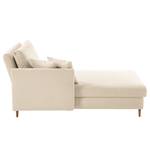 Chaise longue Hillarys II geweven stof - Crème - Breedte: 101 cm - Armleuning vooraanzicht links