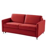 Canapé convertible Lierde I Cuir véritable - Rouge - Largeur : 155 cm - Avec accoudoirs