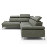 Ecksofa Leura Antiklederlook - Grau - Ottomane davorstehend links