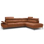 Ecksofa Leura Antiklederlook - Cognac - Ottomane davorstehend rechts