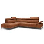 Ecksofa Leura Antiklederlook - Cognac - Ottomane davorstehend links