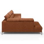 Ecksofa Leura Antiklederlook - Cognac - Ottomane davorstehend links