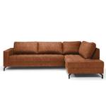 Ecksofa Warners Antiklederlook - Cognac - Ottomane davorstehend rechts