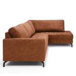 Ecksofa Warners Antiklederlook - Cognac - Ottomane davorstehend rechts