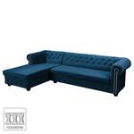 Ecksofa Torquay II Samt - Marineblau - Ottomane davorstehend links