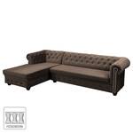 Ecksofa Torquay II Samt - Espresso - Ottomane davorstehend links