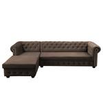 Ecksofa Torquay II Samt - Espresso - Ottomane davorstehend links