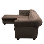 Ecksofa Torquay II Samt - Espresso - Ottomane davorstehend links