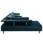 Ecksofa Barao II Samt - Marineblau - Ottomane davorstehend links