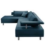 Ecksofa Barao II Samt - Marineblau - Ottomane davorstehend links