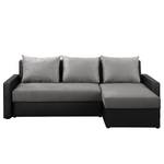 Ecksofa Kardinya Kunstleder / Microfaser - Schwarz / Nickel - Longchair davorstehend rechts