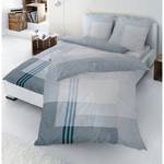 Beddengoed Yuulong (2-delig) katoen - Wit/Duifblauw - 155x220cm + kussen 80x80cm