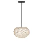 Hanglamp Eos I aluminium/ganzenveren - 1 lichtbron - Zwart/wit - Diameter: 45 cm