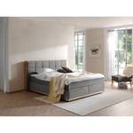 Lit boxspring Levana Tissu / Partiellement en hêtre massif - Gris - 180 x 200cm - D3 medium