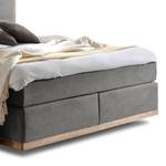 Lit boxspring Levana Tissu / Partiellement en hêtre massif - Gris - 180 x 200cm - D3 medium