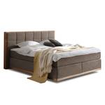 Boxspring Levana geweven stof/deels massief beukenhout - Donkergrijs - 200 x 200cm - H2 zacht