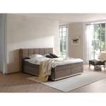 Lit boxspring Levana Tissu / Partiellement en hêtre massif - Gris foncé - 200 x 200cm - D2 souple