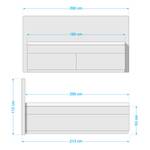 Boxspring Levana geweven stof/deels massief beukenhout - Grijs - 180 x 200cm - Tweepersoonsmatras H2/H3