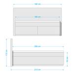 Boxspring Levana geweven stof/deels massief beukenhout - Grijs - 160 x 200cm - Tweepersoonsmatras H2/H3