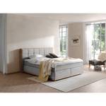 Boxspring Levana geweven stof/deels massief beukenhout - Heldergrijs - 200 x 200cm - H3 medium