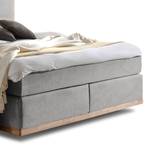 Boxspring Levana geweven stof/deels massief beukenhout - Heldergrijs - 180 x 200cm - Tweepersoonsmatras H2/H3