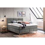 Boxspring Lasse geweven stof/deels massief eikenhout - Antraciet - 180 x 200cm - H2 zacht