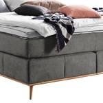 Boxspring Lasse geweven stof/deels massief eikenhout - Antraciet - 180 x 200cm - H2 zacht