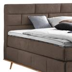 Boxspringbett Lasse Webstoff - Eiche, teilmassiv - Basalt - 180 x 200cm - H2