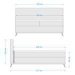 Boxspring Lasse geweven stof/deels massief eikenhout - Heldergrijs - 180 x 200cm - Tweepersoonsmatras H2/H3