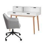 Set di 2 mobili da ufficio LINDHOLM A Rovere parzialmente massello/tessuto - Bianco/Grigio chiaro - Tessuto Cors: granito