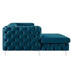 Ecksofa Leominster Samt - Marineblau - Ottomane davorstehend links