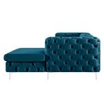 Ecksofa Leominster Samt - Marineblau - Ottomane davorstehend rechts