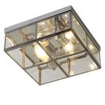 Plafondlamp Flush I transparant glas/staal/messing - 2 lichtbronnen - Zilver