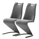 Chaises cantilever Anamela II (lot de 2) Tissu / Imitation cuir - Anthracite / Blanc