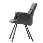 Chaise à accoudoirs Dulon (lot de 2) Imitation cuir / Métal - Anthracite / Noir