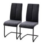 Chaises cantilever Ingal Tissé à plat / Métal - Anthracite / Noir matt - Lot de 2