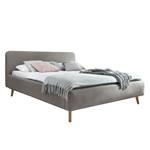 Gestoffeerd bed MATTIS geweven stof/massief eikenhout - Geweven stof Asha: Taupe - 160 x 200cm - Zonder lattenbodem