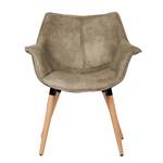 Chaise à accoudoirs Kantii I Microfibre / Chêne massif - Gris silex vintage - 1 chaise