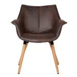 Sedia con braccioli Kantii I Microfibra/rovere massello - Rovere - Marrone vintage scuro - 1 sedia