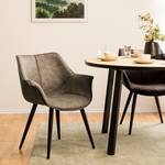 Sedia con braccioli Kantii II Microfibra/Metallo - Nero - Microfibra Colby: cappuccino vintage - 1 sedia